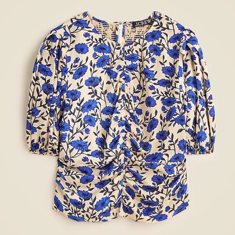 J crew blue floral Veranda shirt in floral print - Picture 3 of 6